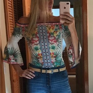 Flying Tomato bodysuit. Bell sleeves.